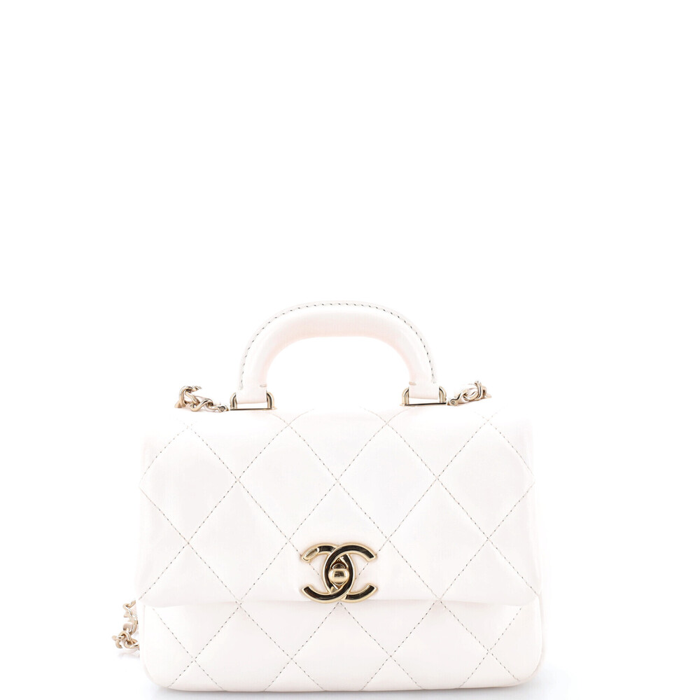 Chanel Mini Coco Trip Flap Bag Quilted Shiny Lambskin
